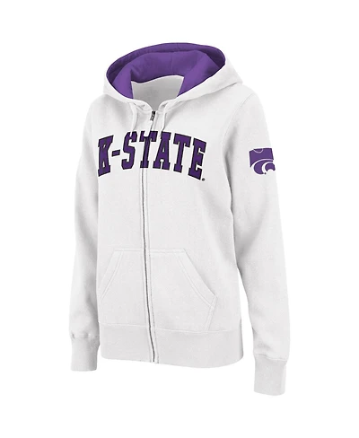 Colosseum Women's White Kansas State Wildcats Arched Name Full-Zip Hoodie