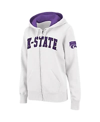 Colosseum Women's White Kansas State Wildcats Arched Name Full-Zip Hoodie