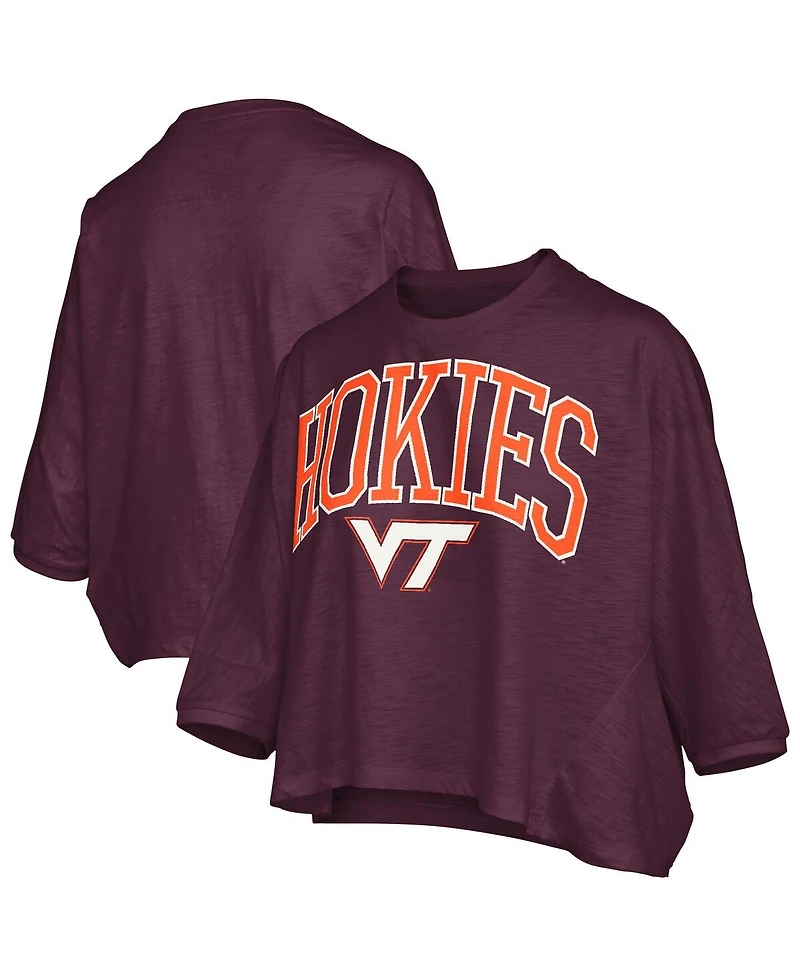 Pressbox Women's Maroon Virginia Tech Hokies Midi Arch Over Logo Oversized T-Shirt