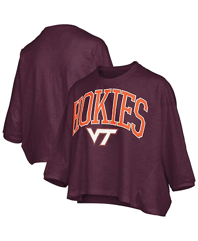 Pressbox Women's Maroon Virginia Tech Hokies Midi Arch Over Logo Oversized T-Shirt