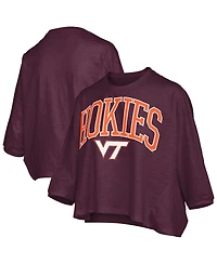 Pressbox Women's Maroon Virginia Tech Hokies Midi Arch Over Logo Oversized T-Shirt