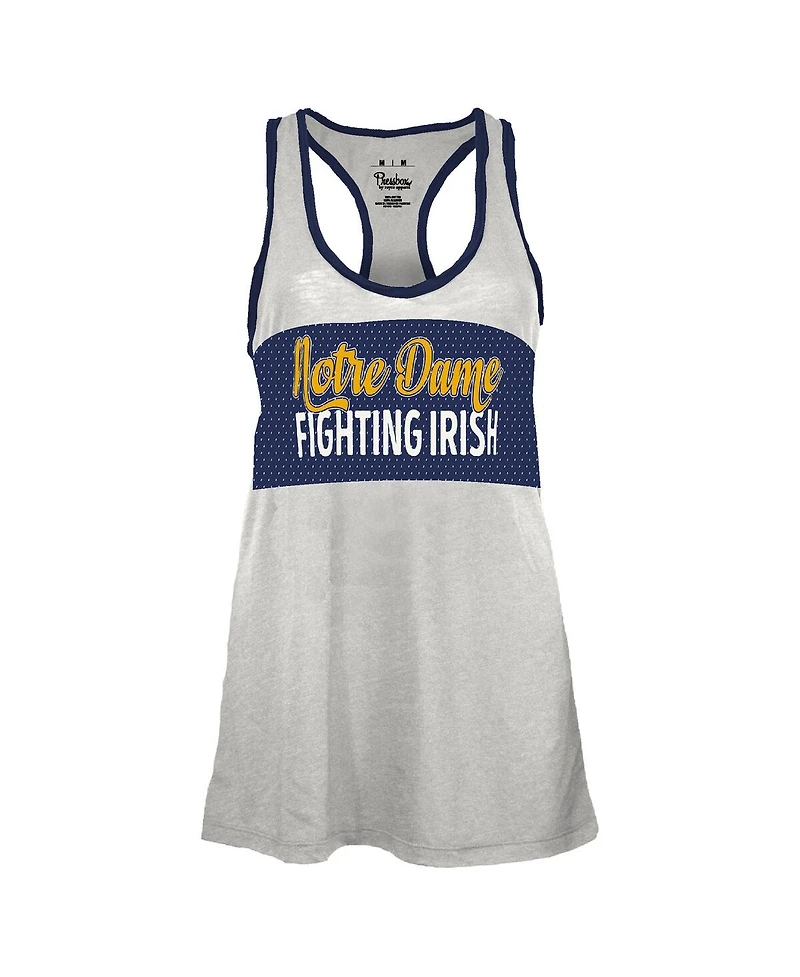 Pressbox Women's White/Navy Notre Dame Fighting Irish Tracy Racerback Burnout Tank Top