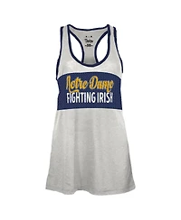 Pressbox Women's White/Navy Notre Dame Fighting Irish Tracy Racerback Burnout Tank Top