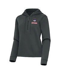 Antigua Women's Pewter UConn Huskies Contemporary Quarter-Zip Hoodie