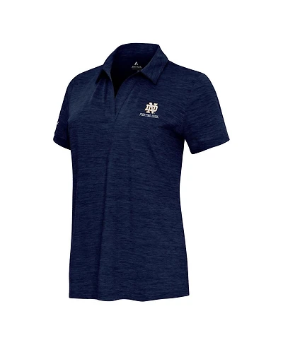 Antigua Women's Heather Navy Notre Dame Fighting Irish Layout V-Neck Polo Shirt