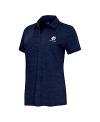 Antigua Women's Heather Navy Notre Dame Fighting Irish Layout V-Neck Polo Shirt