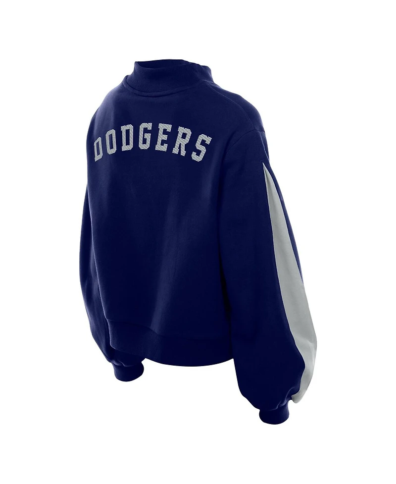 New Era Men's Navy Los Angeles Dodgers Mock Neck Balloon Sleeve Sweatshirt