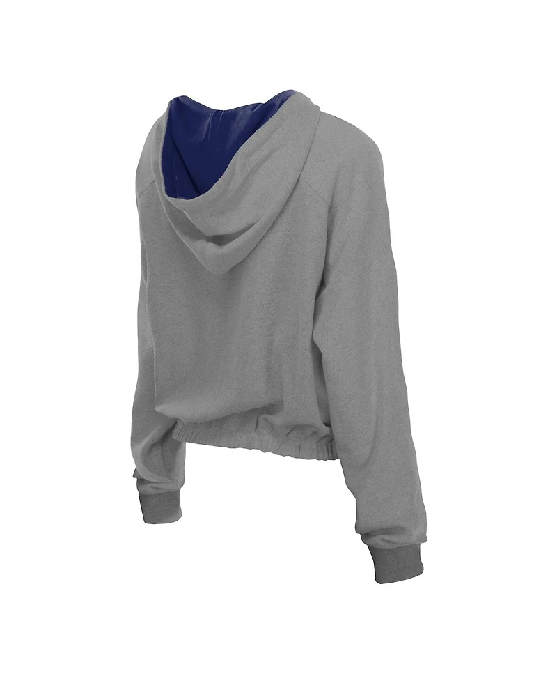 New Era Men's Heather Gray Los Angeles Dodgers Reversed Out French Terry Quarter-Zip Banded Crop Hoodie