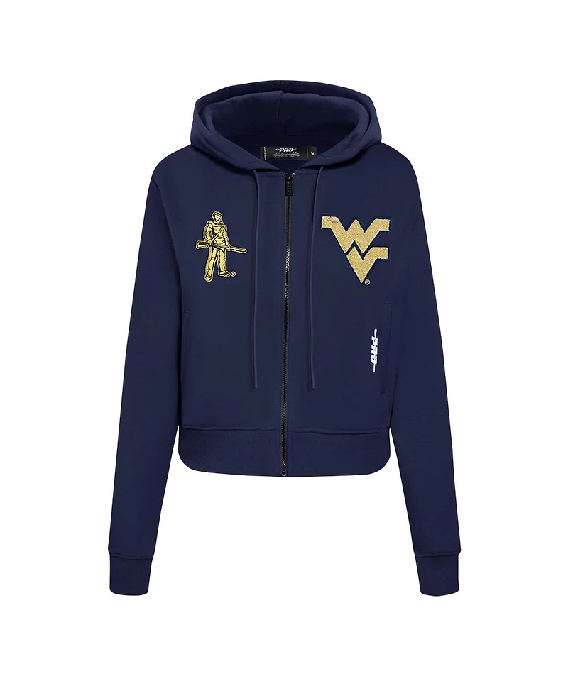 Pro Standard Women's Navy West Virginia Mountaineers Game Day Sequin Full-Zip Jacket