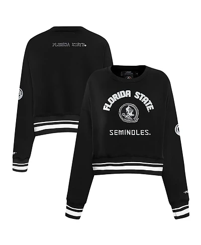 Pro Standard Women's Black Florida State Seminoles Cultivated-Pearl Cropped Pullover Sweatshirt