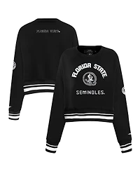 Pro Standard Women's Black Florida State Seminoles Cultivated-Pearl Cropped Pullover Sweatshirt
