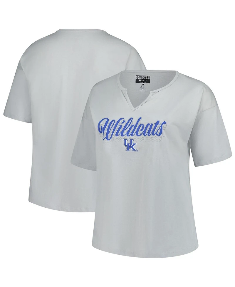 Fanatics Women's Gray Kentucky Wildcats Plus Winning Gear Notch Neck T-Shirt