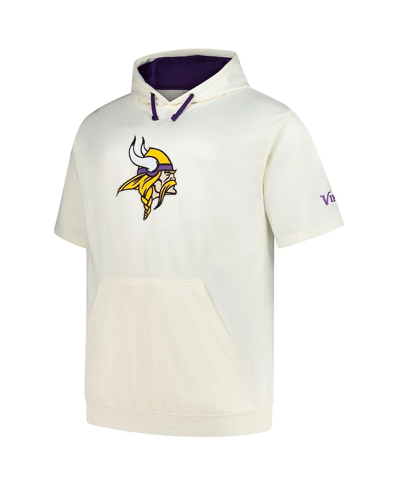 Profile Men's Oatmeal Minnesota Vikings Big Tall Chest Print and Logo Short Sleeve Pullover Hoodie