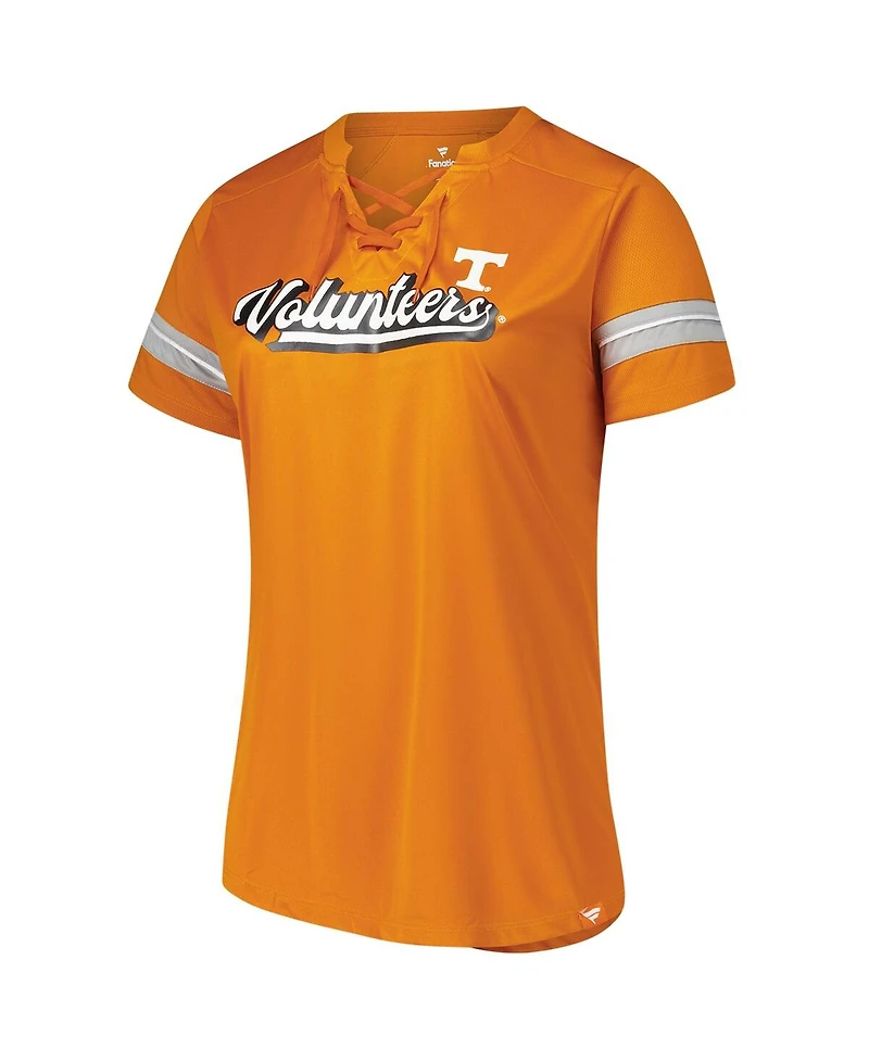 Fanatics Women's Tennessee Orange Volunteers Plus Overtime Readiness Lace-Up T-Shirt