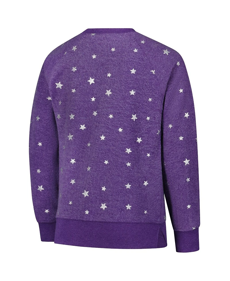 Wes & Willy Big Girls Purple Washington Huskies Shimmer Star Reverse Sweatshirt