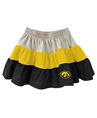 Wes & Willy Girls Toddler 2-Piece Tan Iowa Hawkeyes Tri-Blend Sleeveless Full-Zip Hoodie and Tiered Skirt Set