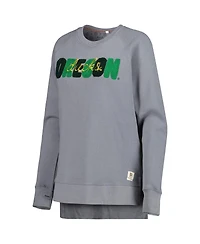 Pressbox Women's Gray Oregon Ducks Pinehurst Chenille Raglan Pullover Sweatshirt
