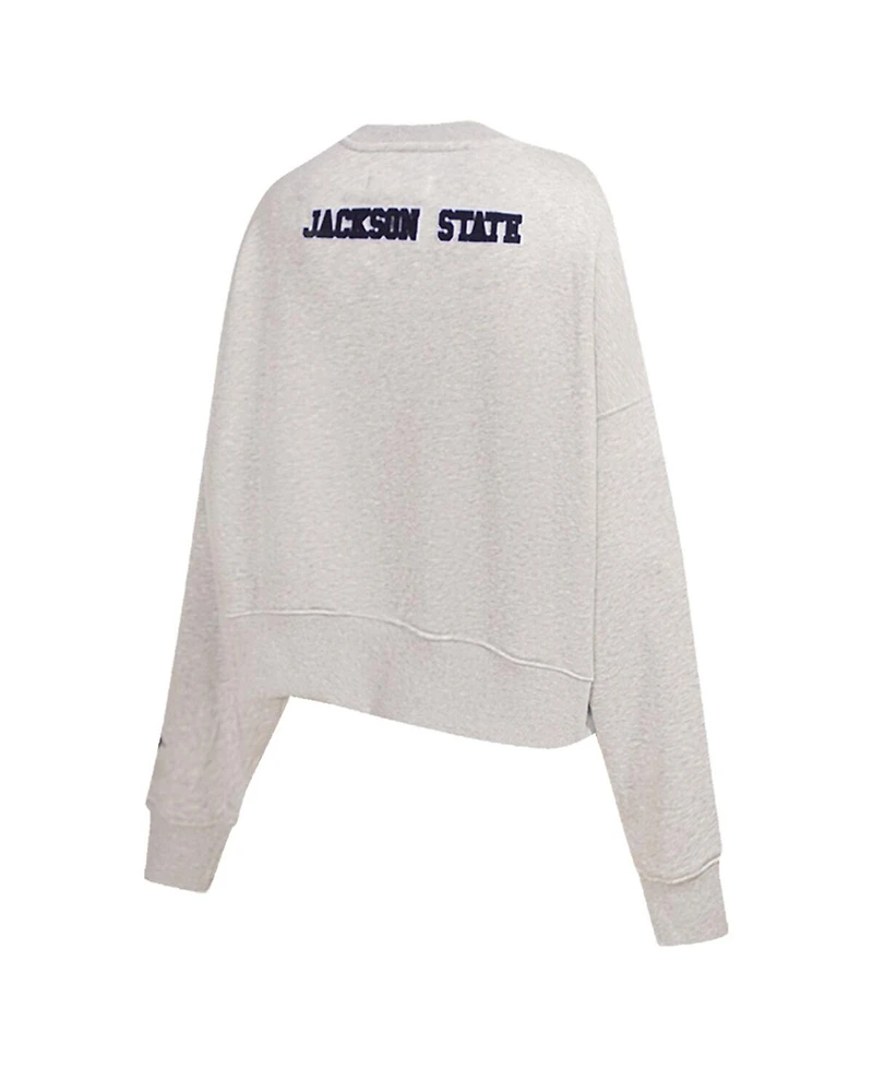 Pro Standard Women's Ash Jackson State Tigers Classic 3-Hit Pullover Sweatshirt