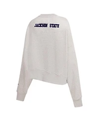 Pro Standard Women's Ash Jackson State Tigers Classic 3-Hit Pullover Sweatshirt