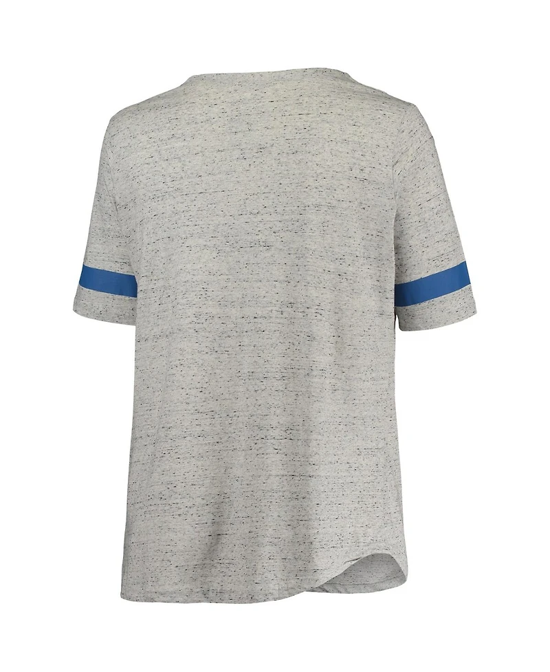 Profile Women's Heathered Gray/Royal Kentucky Wildcats Plus Lace-Up V-Neck T-Shirt