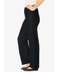 Woman Within Women's Fineline Stretch Denim Wide-Leg Pull-On Jeans