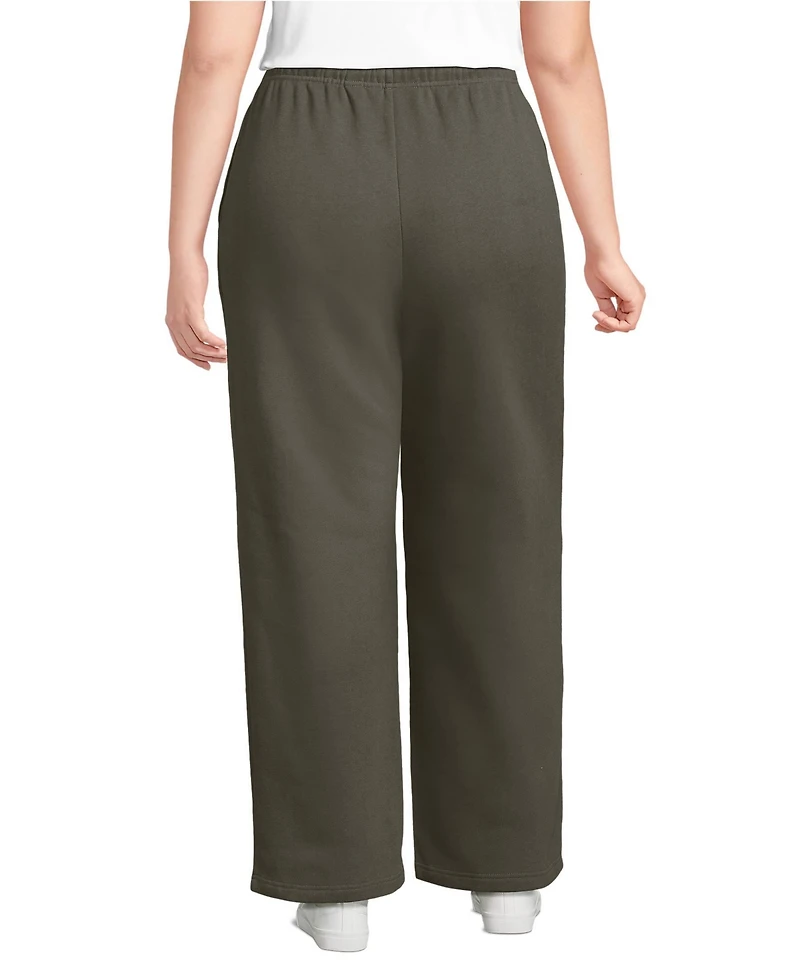 Lands' End Plus Serious Sweats High Rise Relaxed Straight Leg Pants - Set Bottom