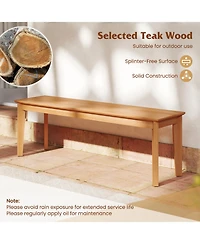 Gymax 55'' Teak Wood Bench 3-Person Backless Seating w/ 880 Lbs Weight Capacity