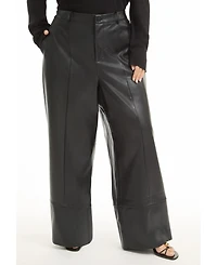 June + Vie Women's Cuffed Faux Leather Pants