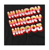 Logovision Men's Hungry Hippos Vintage Bubble Letter Logo T Shirt