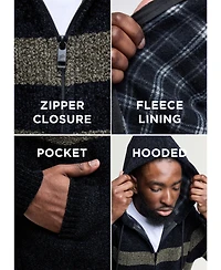 Cultura Men's Full Zip Hooded Sweater With Stripes And Flannel Lining
