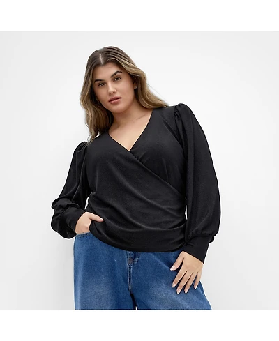 City Chic Women's Plus Glowing Lurex Top