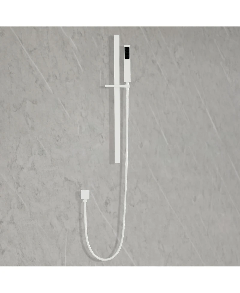 Rainsken Handheld Shower with 28-Inch Slide Bar and 59-Inch Hose,White