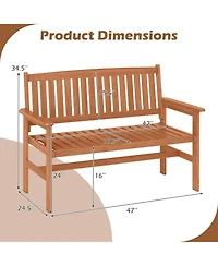 Gymax 2-Person Patio Loveseat Garden Bench w/Slatted Backrest & Comfortable Armrests