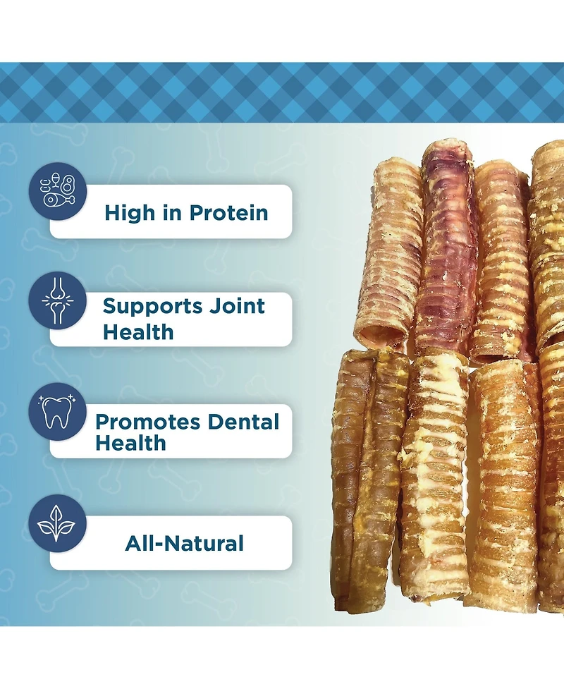 Country Living 6" Beef Trachea Dog Chews – 10 Count Bag – All-Natural