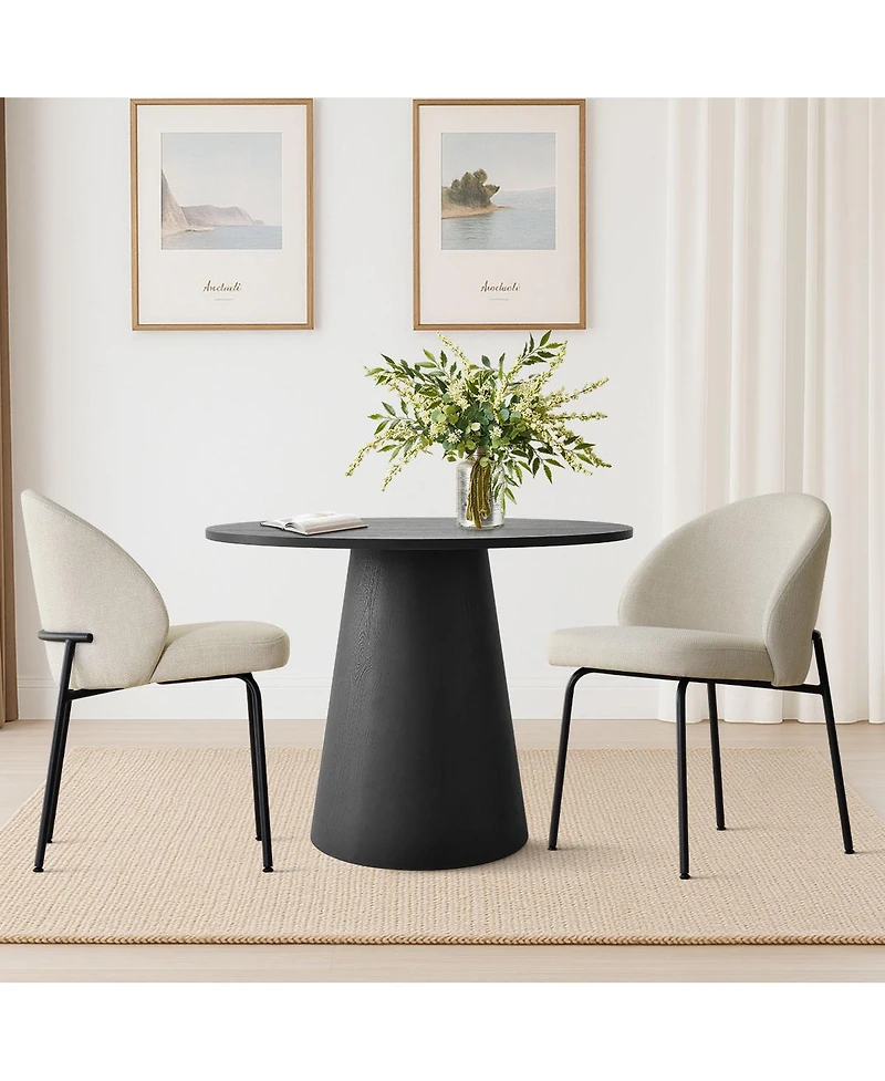 Maison Boucle Stylish Modern 2 Chair Dining Set with 35 Round Table and Comfortable Chairs for Elegant Spaces-Maison