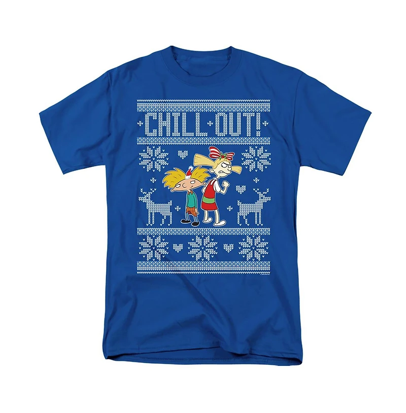 Logovision Men's Hey Arnold Chill Out Christmas Sweater With And Helga T Shirt