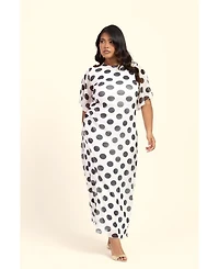 Fashion-szn Curve Women's Large Polka Dot Ruched Side Maxi Dress