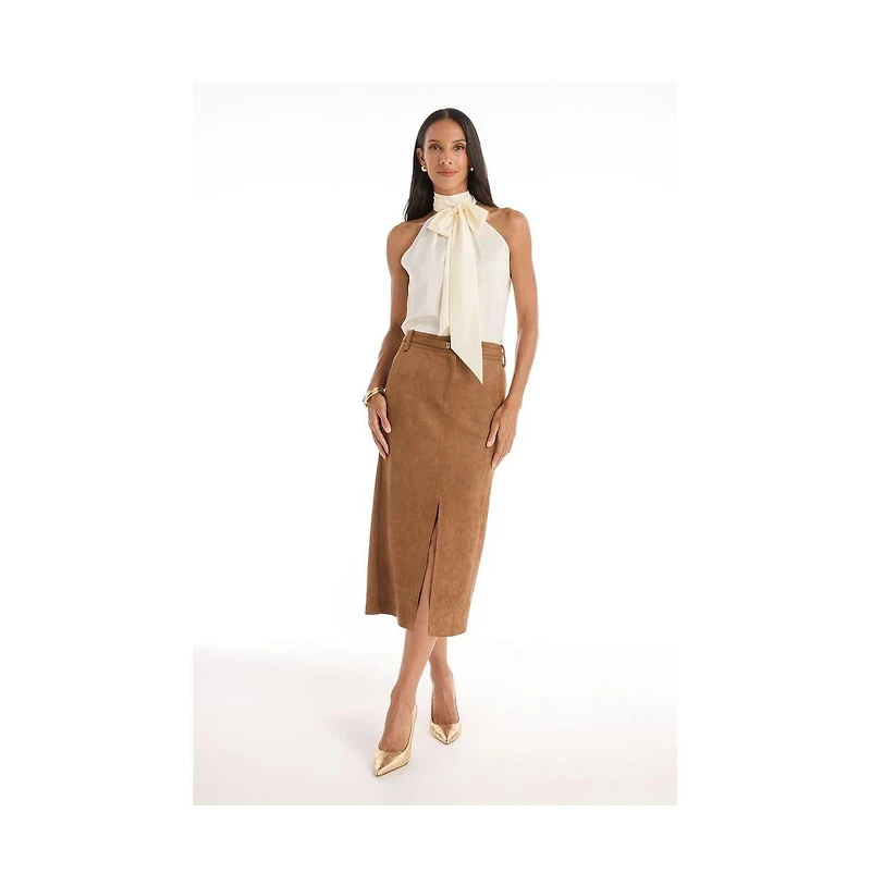 The Noli Shop Womens Rina Tie Neck Blouse - Floral Print