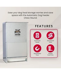 Pet Lodge Dry Food Automatic Steel Dog Feeder Chow Hound w/ 50 Pound Capacity
