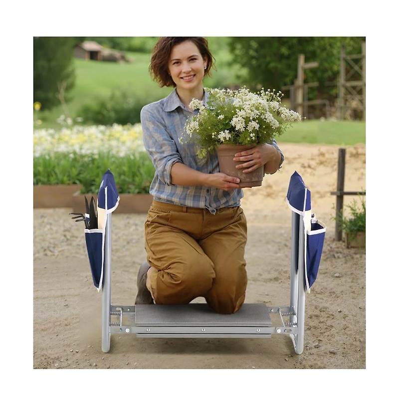 Slickblue Garden Kneeler, 2-in-1 Folding Heavy Duty Garden Stool & Bench