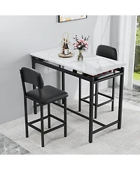 Casainc 3 Piece Dining Table Set with 2 Upholstered Chairs for Kitchen or Small Apartment