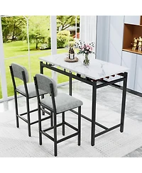 Casainc 3 Piece Dining Table Set with 2 Upholstered Chairs for Kitchen or Small Apartment