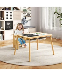 Costway Sensory Table & Chair Set for Kids 2-8 with Foldable Bins Sand/Water Paper Beige