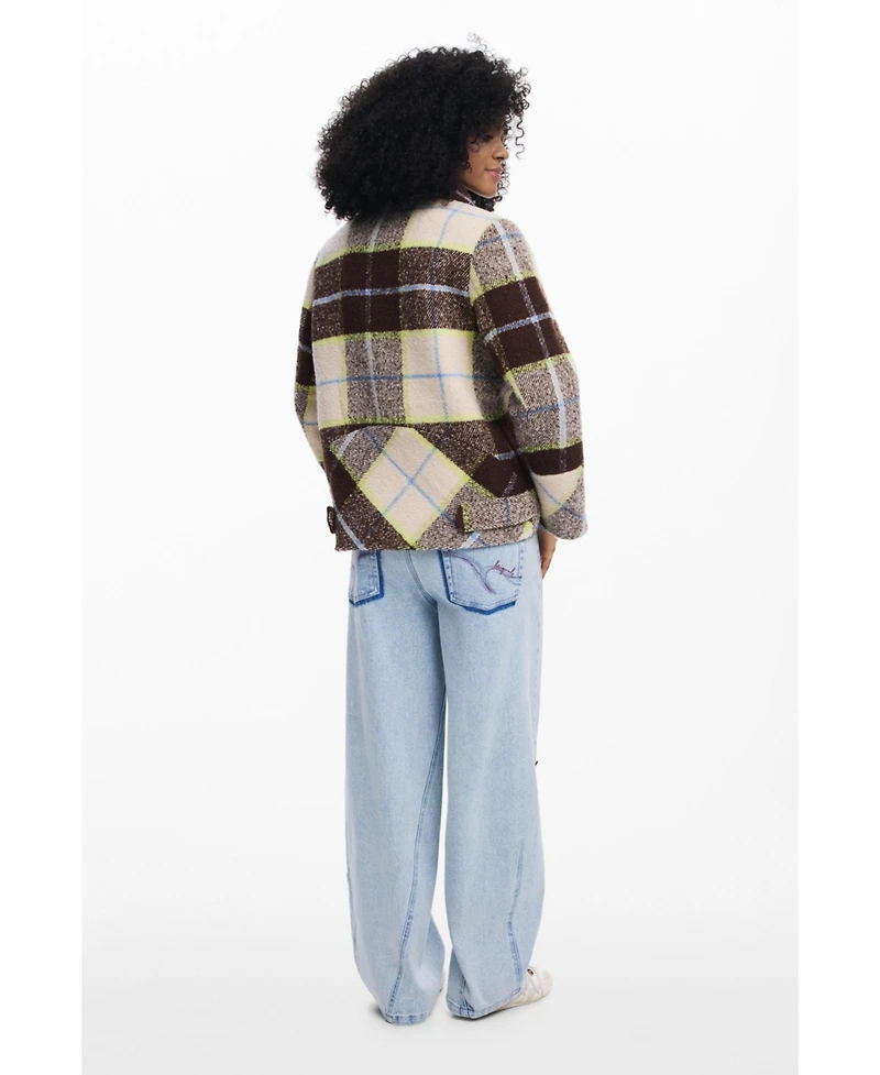 Desigual Women's Checked short double-breasted coat