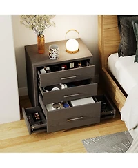 5 Drawers Nightstand with 2 Hidden Drawers,Bedside table,Chest of Drawers