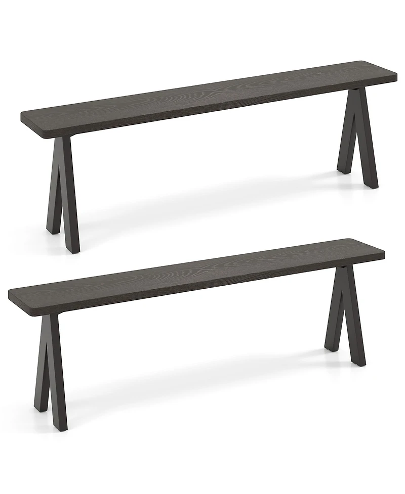 Gymax 3-Person Outdoor Bench Set of 2 w/ 800 Lbs Bearing Capacity for Garden