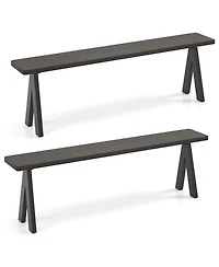 Gymax 3-Person Outdoor Bench Set of 2 w/ 800 Lbs Bearing Capacity for Garden