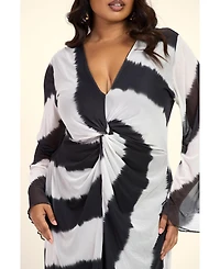 Fashion-szn Curve Women's Monochrome Twist Front Midi Dress