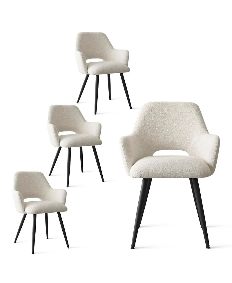 Maison Boucle 3-Piece 35" Round Dining Set with Pedestal Table and 2 Upholstered Armchairs, Soft Fabric Seating for Kitchen or Dining Room-Maison Bouc