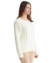 Jones New York Women's Sequin Cable Knit Crewneck Sweater